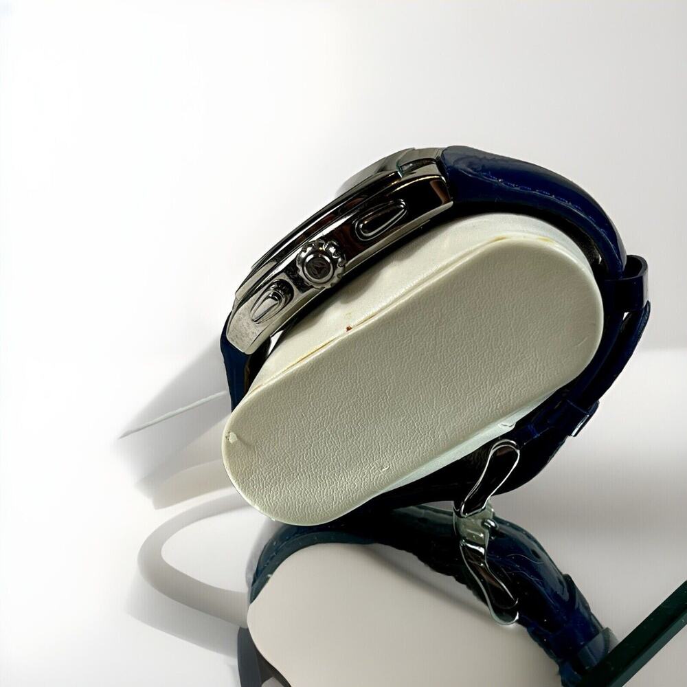 TechnoMarine Chronograph Blue Watch Technosquare TS29419 Blue Leather Band w Box - Picture 5 of 16